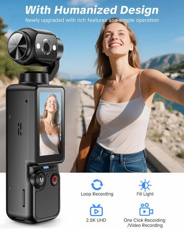 Vlogging Camera, Mini Camcorder, Portable Handheld Video Camera